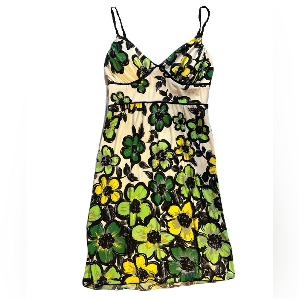 Wrapper Floral Midi Dress in Green, Yellow & Cream